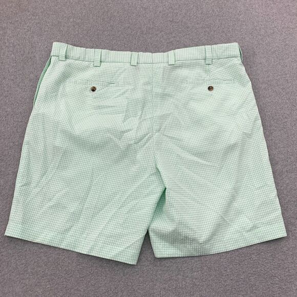 Oak Hill Classic Seersucker Shorts Mens Size 48 Green Gingham Plaid Inseam 9" - Picture 13 of 16